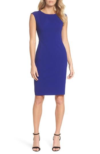 Women's Vince Camuto Scuba Crepe Sheath Dress - Blue