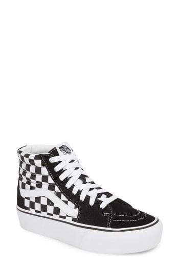 Women's Vans Ua Sk8-hi Platform Checkerboard Sneaker M - Black