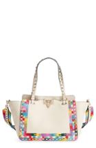 Valentino Garavani Small Rockstud Embroidered Calfskin Leather Tote - Ivory