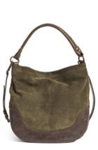 Frye Melissa Suede & Whipstitch Leather Hobo -