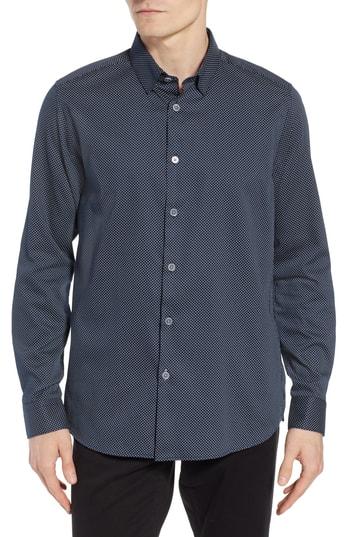 Men's Ted Baker London Boomtown Geo Print Sport Shirt (s) - Blue