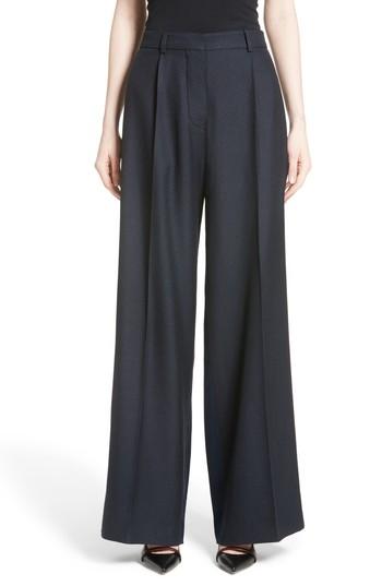 Women's Victoria Beckham Houndstooth Wide Leg Pants Us / 6 Uk - Blue
