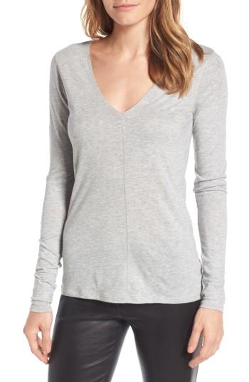 Women's Nordstrom Signature Deep V-neck Tee - Grey