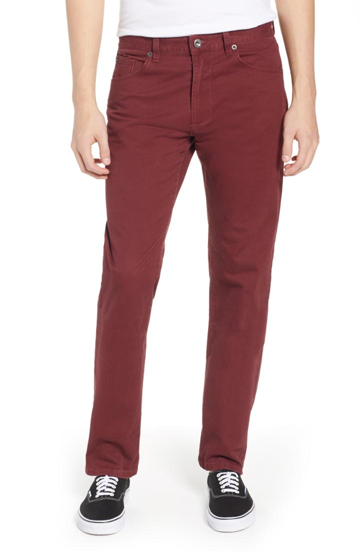 Men's Rvca 'daggers' Slim Fit Twill Pants - Red