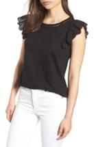 Women's Bobeau Eyelet Sleeve Top - Black