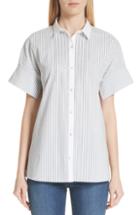 Women's St. John Collection Stripe Shirting Top - Grey