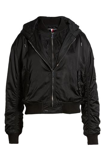 Women's Tommy Jeans Hooded Bomber Jacket - Black