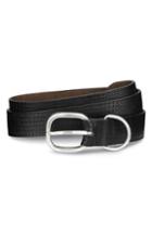 Men's Allen Edmonds Croco Print Leather Belt - Black