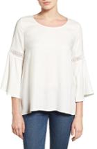 Women's Pleione Lace Inset Bell Sleeve Blouse - White