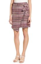 Women's Halogen Asymmetrical Grommet Tie Tweed Skirt - Red