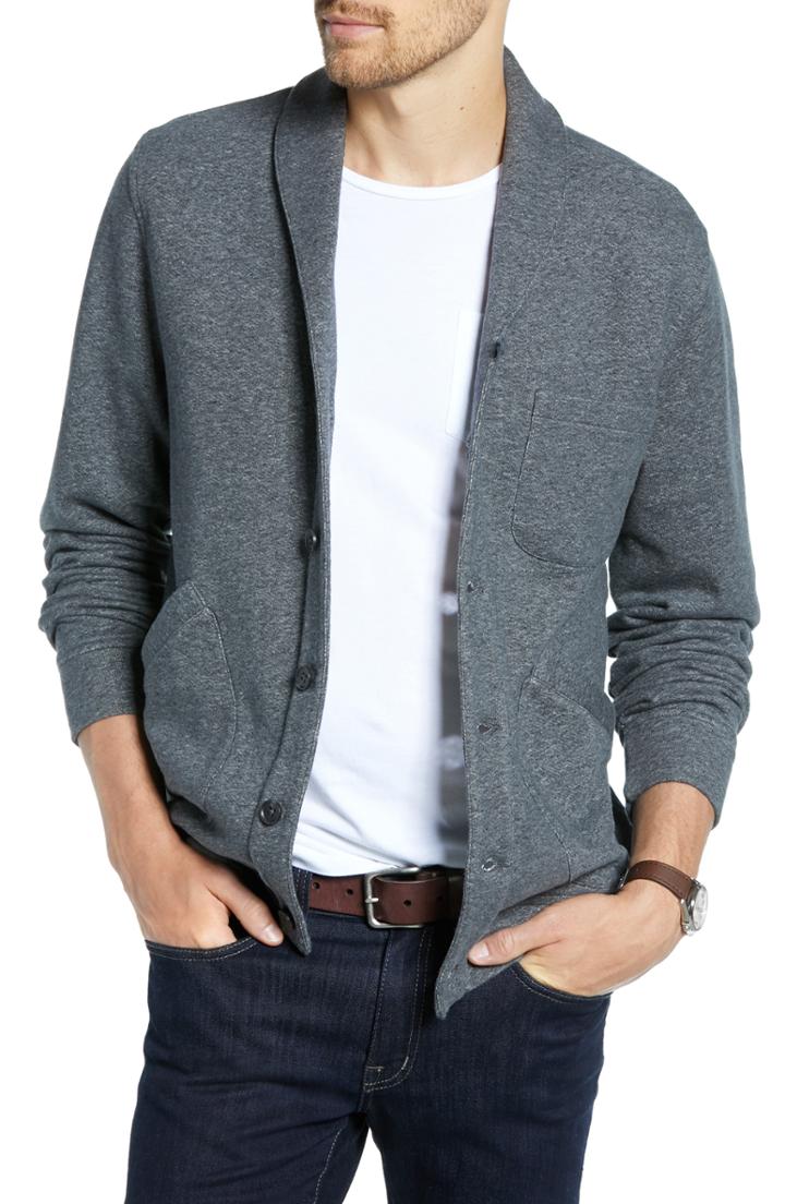Men's 1901 Regular Fit Nep Terry Shawl Cardigan - Grey