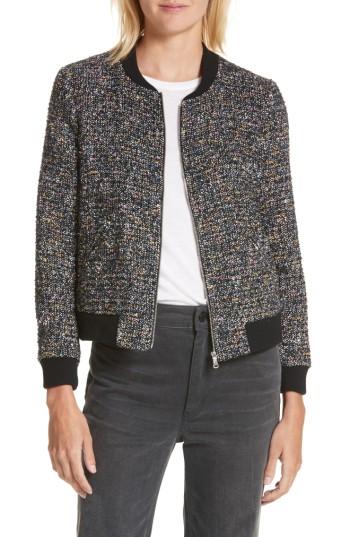 Women's Rebecca Taylor Multi-tweed Bomber Jacket - Black