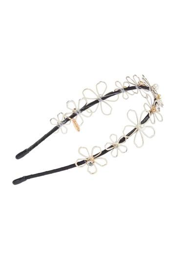Tasha Open Flower Skinny Headband, Size - Metallic