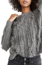 Women's Madewell Fringe Stripe Sweater, Size - Grey