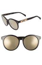 Women's Moschino 54mm Special Fit Mirrored Round Sunglasses - Black