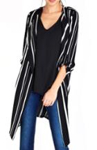 Women's Wallis Stella Stripe Open Front Long Jacket Us / 10 Uk - Black