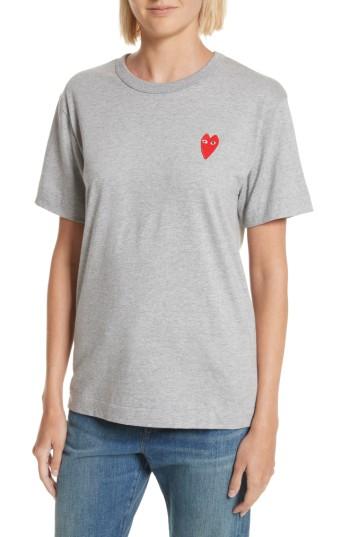 Women's Comme Des Garcons Play Heart Tee - Grey