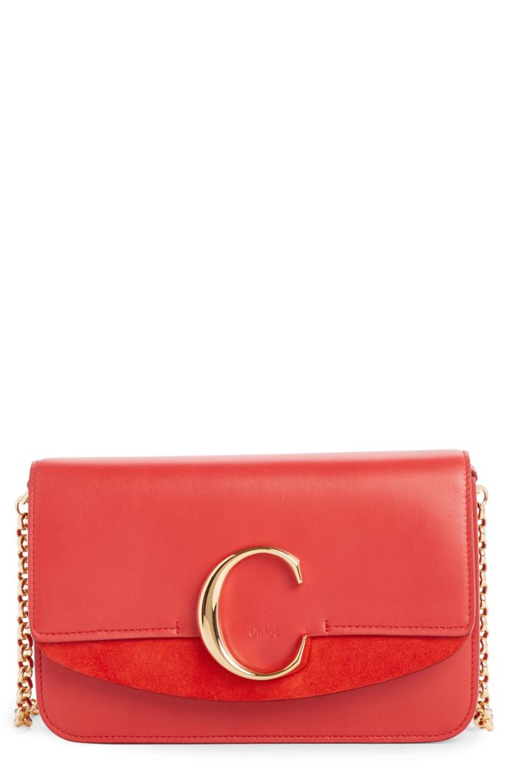 Chloe Mini Leather Shoulder Bag - Red