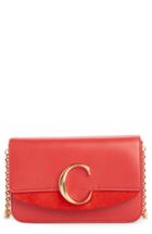 Chloe Mini Leather Shoulder Bag - Red