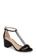 Women's Badgley Mischka Lindsey Embellished T-strap Sandal .5 M - Black