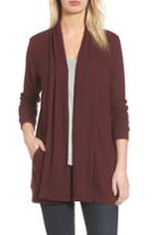 Women's Gibson Cozy Ribbed Cardigan, Size Regular - Burgundy