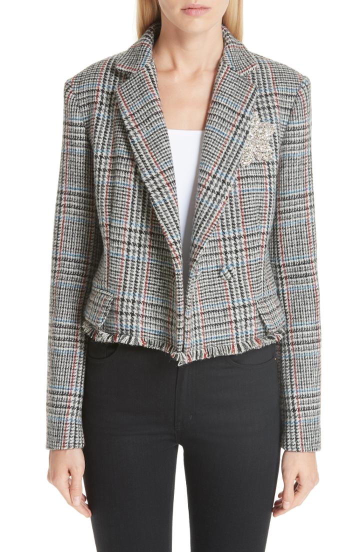 Women's Adam Lippes Crystal Embellished Harris Tweed Jacket