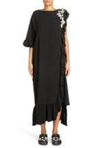 Women's Christopher Kane Crystal Embellished Frill Maxi Dress Us / 42 It - Black