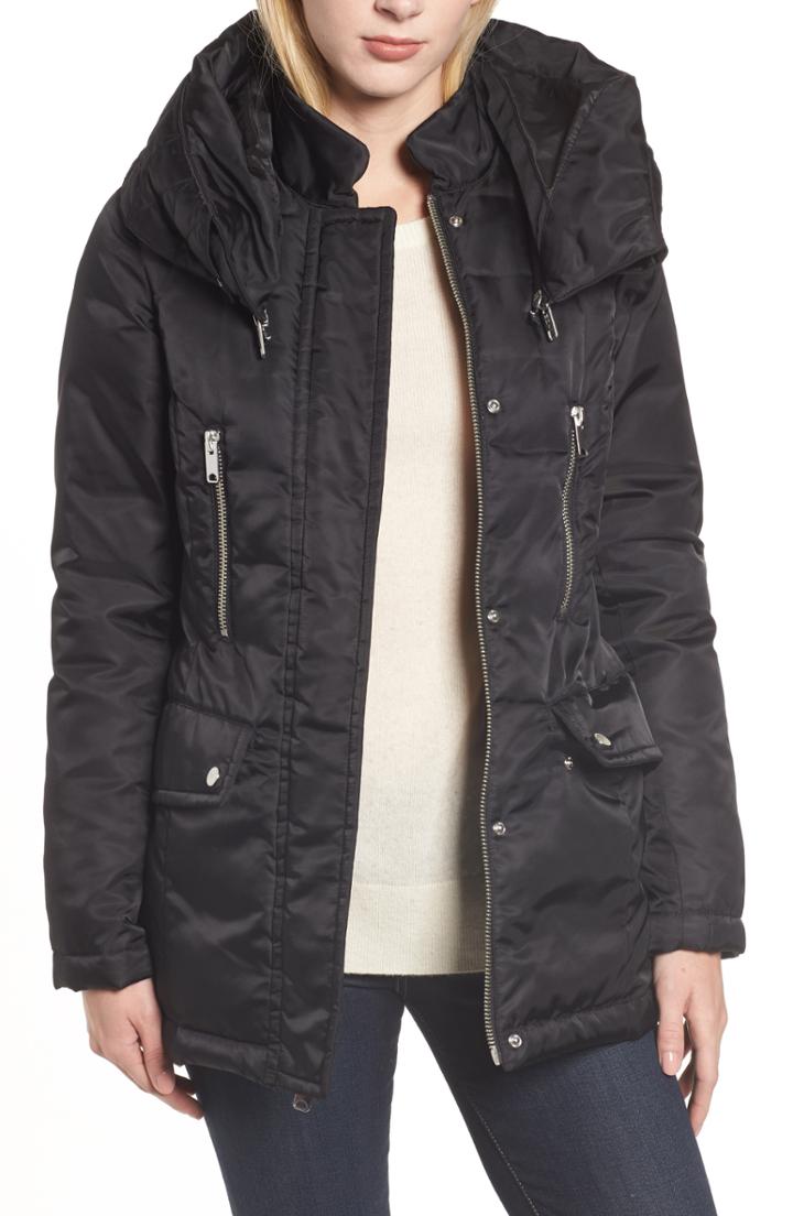 Women's Marc New York Flight Satin Puffer Jacket - Black