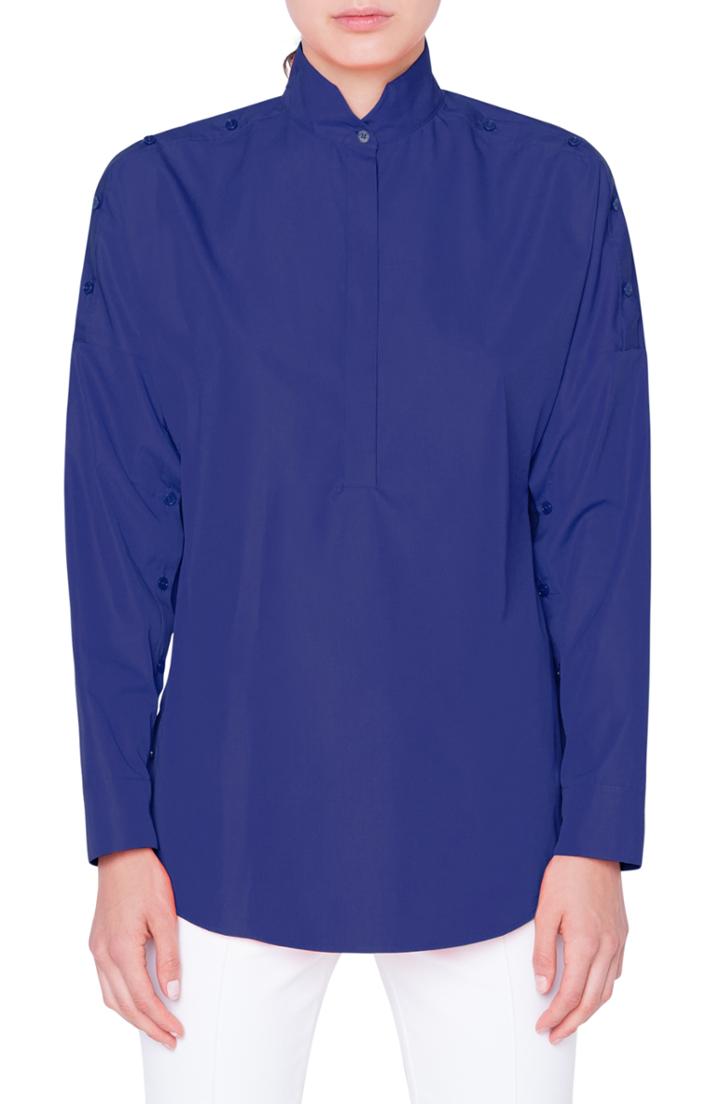 Women's Akris Punto Button Sleeve Tunic Top - Blue
