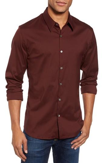 Men's James Perse Matte Stretch Poplin Sport Shirt (m) - Burgundy