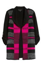 Women's Ming Wang Colorblock Roll-tab Sleeve Knit Jacket - Black
