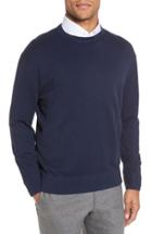 Men's Robert Talbott 'jersey Sport' Cotton Blend Crewneck Sweater - Blue