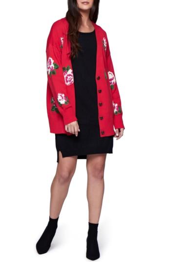 Women's Sanctuary Rosetta V-neck Cardigan - Red