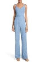 Women's Alice + Olivia Cristal Wide Leg Chambray Overalls