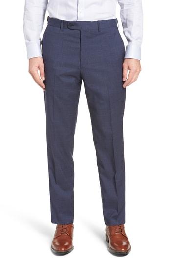 Men's John W. Nordstrom Torino Traditional Fit Flat Front Houndstooth Trousers - Blue