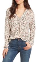 Women's Hinge Print V-neck Top, Size - White