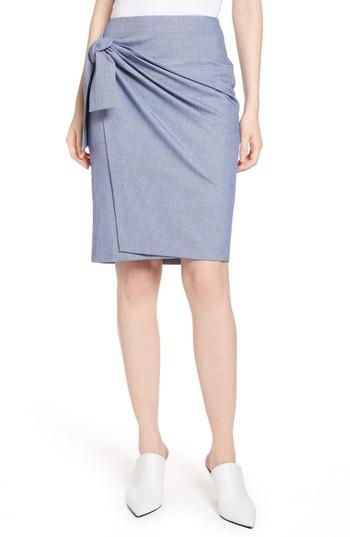 Women's Halogen Side Tie Pencil Skirt - Blue
