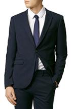 Men's Topman Skinny Fit Navy Blue Suit Jacket - Blue