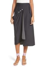 Women's Tibi Asymmetrical Flap Skirt - Black