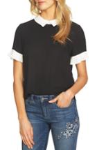 Women's Cece Pleat Sleeve Collared Crepe Blouse, Size - Black