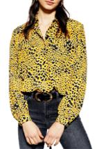 Women's Topshop Leopard Print Shirt Us (fits Like 0) - Black