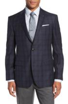 Men's Ted Baker London Trim Fit Plaid Wool Sport Coat L - Blue