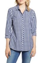 Women's Vineyard Vines Mini Gingham Classic Button Down Shirt - Blue