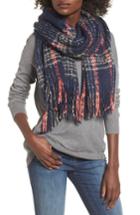 Women's Sole Society Speckled Check Blanket Scarf, Size - Blue