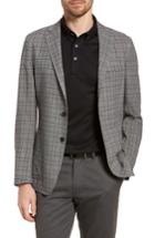 Men's H Classic Fit Plaid Wool Sport Coat R - Black
