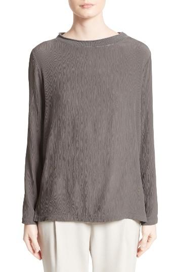 Women's Fabiana Filippi Knit Trim Chiffon Blouse Us / 38 It - Grey