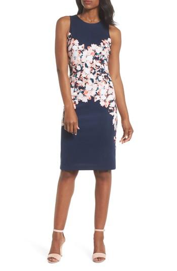 Women's Maggy London Floral Scuba Sheath Dress - White