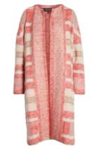 Women's St. John Collection Lofty Knit Plaid Blanket Coat, Size - Pink