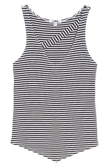 Women's Lna Stripe Asymmetrical Tank - Black