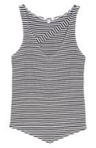 Women's Lna Stripe Asymmetrical Tank - Black